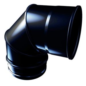 Codo 90° Conducto Humos Pellet Ø80mm Inox Negro | CalorManía Codo 90° Conducto Humos Pellet Ø80mm Inox Negro