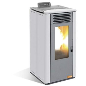 Estufa Pellet BAEZA TERRA HIERRO FUNDIDO 10KW Blanca